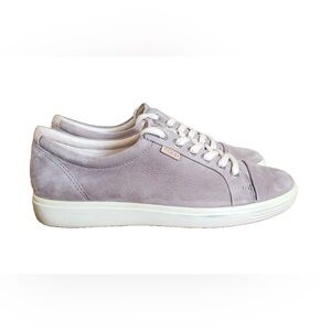 ECCO Soft 7 Nubuck Sneakers in Lt Grey/Lilac, Size 41/US 10-10.5, EUC
